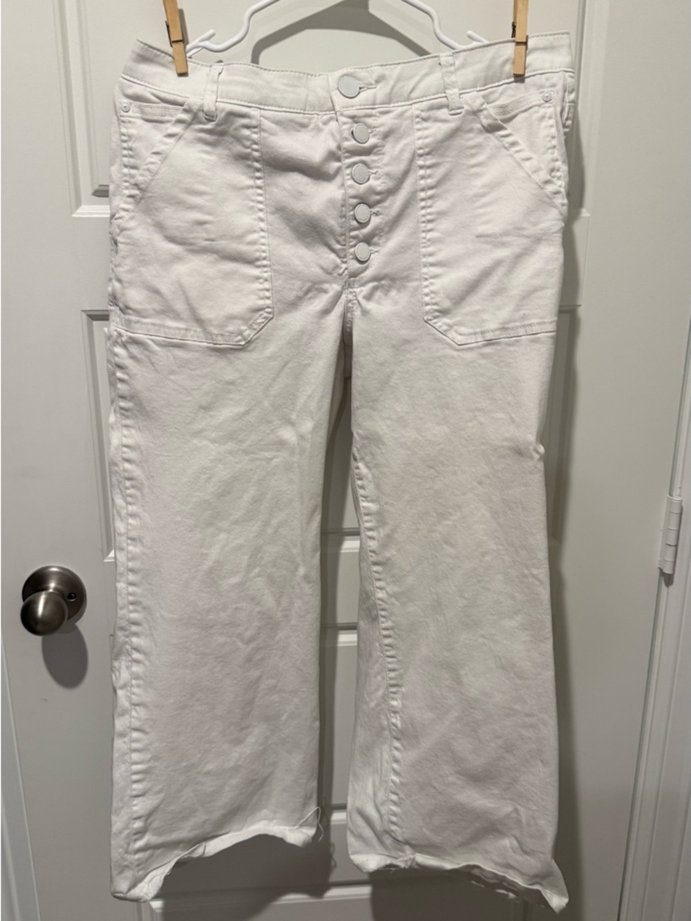 Democracy White High-Rise Button-Fly Wide Leg Jeans